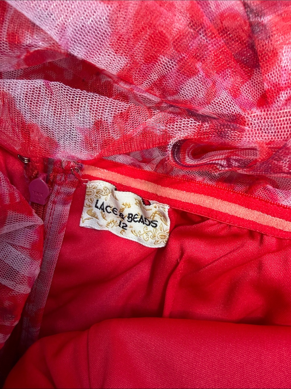 Strapless Red Floral Ruffle Gown - Picture 6 of 6